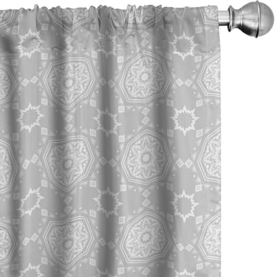 ABAKUHAUS Sterrenmandala – Gordijnen 2-delig set 75x225 cm – microvezel, halfdonker, lichtgrijs/wit