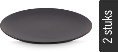 vtwonen - Borden - Set van 2 - Mat Zwart - Porselein - Ø 25.5cm