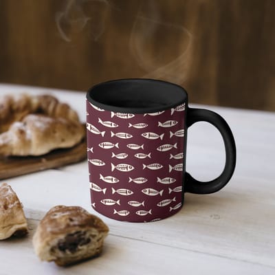 Magische Mok - Foto op Warmte Mokken - Koffiemok - Vissen - Grafisch - Patroon - Donker - Magic Mok - Beker - 350 ML - Theemok