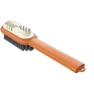 Dubbelzijdige schoenpoetsborstel voor suède nubuck laarzen tassen vlek stofborstel leer kledingverzorging reiniger witte rubberen gum oranje