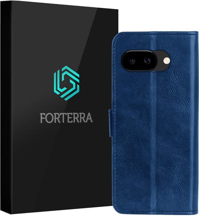 Hoesje Geschikt voor Google Pixel 9a - Luxe Bookcase - Walletcase Hoes - Portemonnee - Cover - Donkerblauw
