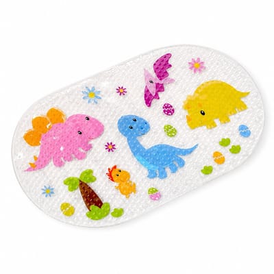 Badmat Anti Slip voor Kinderen - 70x40 cm Antislipmat met Zeedieren - Veilige Baby Badmat met 144 Zuignappen - Sneldrogende Rubberen Douchemat voor Bad en Douche - Dinosaurussen