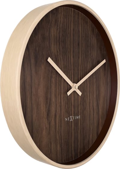 NeXtime Oslo – Wandklok – 30 cm – Plastic – Lichtbruin/Donkerbruin – Stil