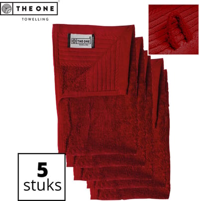 The One Towelling Classic Gastendoeken - Voordeelverpakking - Hoge vochtopname - 100% Zacht katoen - 30 x 50 cm - Burgundy - 5 Stuks