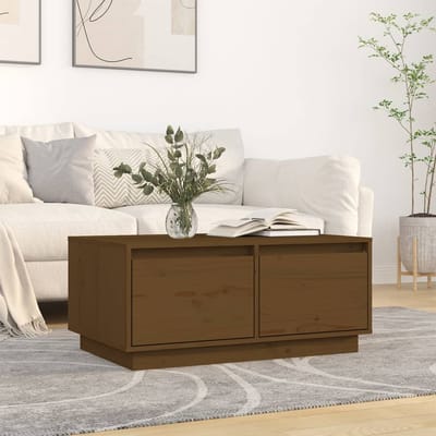vidaXL - Salontafel - 80x50x35 - cm - massief - grenenhout - honingbruin