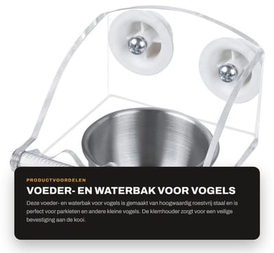 Dailygoods- Voederbak Hoogwaardig Roestvrij Staal - Vogelvoederstation - Waterbak - Schroefbevestiging - Slijtvast - Eenvoudig te Reinigen - Vogelschaal