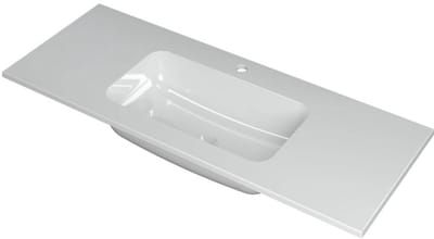 INK Faktor Wastafel Polystone Midden met 1 Kraangat - 1200x450x15 mm - Glans Wit
