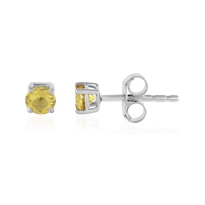 Cavill - 0,42 Ct Braziliaanse Scapoliet Oorbellen - 925 Sterling Zilver - Platina Verguld - Elegante Ronde Edelsteen - Handgemaakte Sieraden