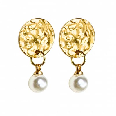 Oorbellen -Synthetische-parel -RVS -goudkleur-Charme Bijoux