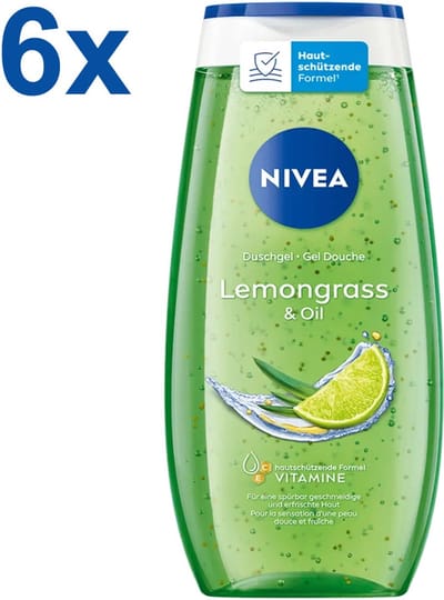 NIVEA - Lemongrass & Oil - Douchegel - 6x 250 ml - Voor een glad huidgevoel - Voordeelverpakking