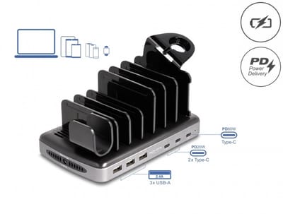Delock USB Charging Station with 3 x USB Type-C™ PD + 3 x USB Type-A (112 W)