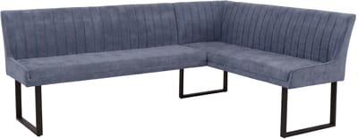 Hoekbank MCW-O82, eetkamerbank, Oeko-Tex (310 g/m²) chenille stof/textiel, metaal, 210 x 159 cm ~ blauw