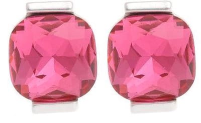 Behave - Oorbellen dames steker glassteen - roze zilverkleur modern