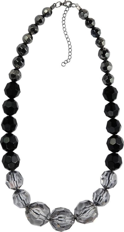 Behave - Ketting met facet geslepen kralen - Mode ketting zwart en grijs