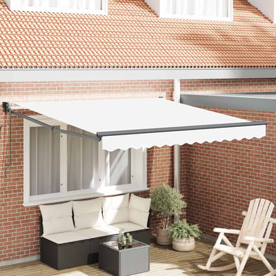 vidaXL - Uitschuifbare - luifel - Wit - 350 - x - 250 - cm - Polyester - en - Metaal