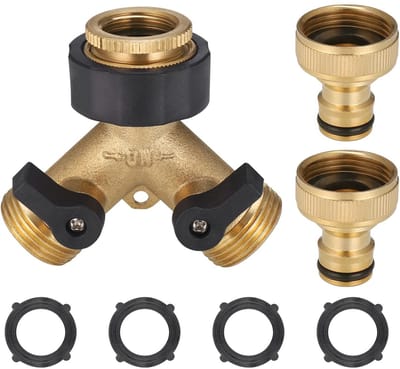 Golden crown - Water Tap Splitter - 2-Weg Verbinding - Duurzaam en Lekvrij - Messing - Tuinaccessoire - Voor Buiten - 1.8 cm