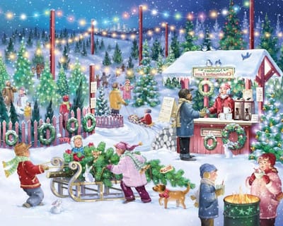 Kerstboom Boerderij Puzzel - Legpuzzel 1000 - Ontspannen Vrije Tijd - Gemaakt van Gerecycled Materiaal - 76 x 61 cm