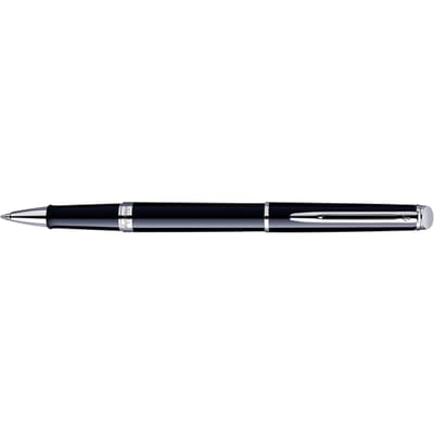 Waterman Hémisphère-rollerballpen | Glimmend zwart met chromen rand | Fijne punt | Zwarte inkt | Cadeauverpakking
