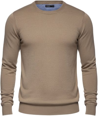 OMBRE Trui - Regular Fit - Viscose - Lange Mouw Beige Gemêleerd XXL