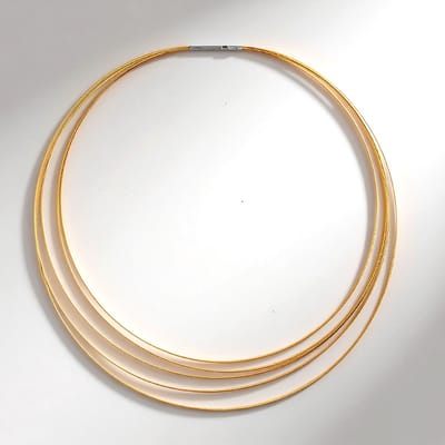 Cavill - Halsketting 925 Zilver en Edelstaal - Goudkleurig - Minimalistisch Design met Platte Concentric Ringen - 42-48 cm - Elegant