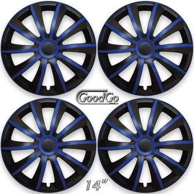 GoodGo Wieldoppen set SENSHI-BBS 14 inch in blauw/zwart. Set a 4 stuks (CONTROLEER UW BANDENMAAT en lees a.u.b. de onderstaande, uitgebreide tekst!)