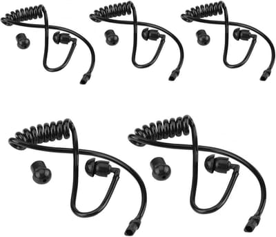 Transparante Vervangende Akoestische Spiraalbuizen - Set van 5 - Hoofdtelefoon - Walkietalkie - Zwart