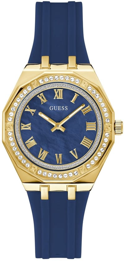Guess Desire Analoge Kwartshorloge Blauw Kast Gemaakt Van 100% Roestvrij Staal En Een Horlogeband Van 100% Siliconen 36 GW0872L4