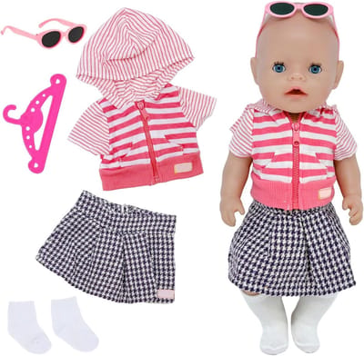 Kleding voor Poppen 35-43 cm, 5-delige Outfits met Jas, T-Shirt, Broek en Schoenen, Accessoires voor Baby Poppen en Cadeaus voor Jongens en Meisjes
