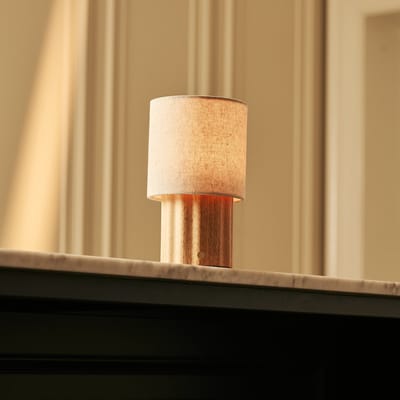 Tavellio Miranda Oplaadbare Tafellamp – H22 – Hout en linen – Lichtbruin