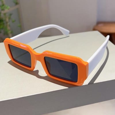 Vintage Vierkante Dames Zonnebrillen UV400 Mode Contrastkleur Brillen Mannen Trending Punk Kleurverloop Zonnebrillen