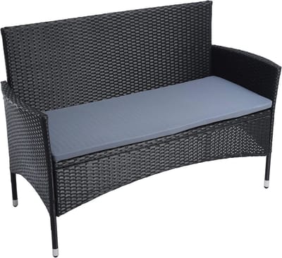 Tuinbank van polyrotan 2-zits met kussen - Weerbestendig en comfortabel