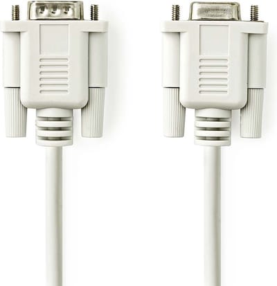 Seriële Kabel - D-SUB 9-Pins Male - D-SUB 9-Pins Female - Vernikkeld - 2.00 m - Rond - PVC - Ivoor - Envelop