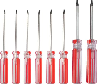8-delige Torx Schroevendraaierset met Magnetische Punt | T8 t/m T15 Veiligheidsschroevendraaiers