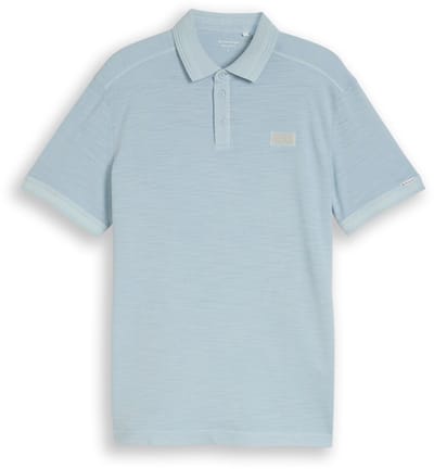Tom Tailor - Piqué poloshirt met logobadge - Maat S - light blue grey