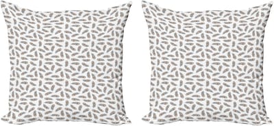 ABAKUHAUS Decoratieve kussenhoes met verenmotief, 2 stuks, modern accent, dubbelzijdige digitale print, 40x40 cm, bruin, grijs, zand