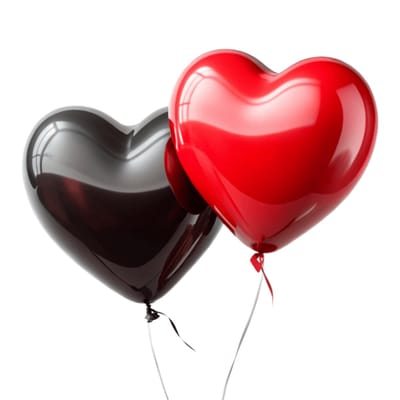 10x ballonnen hart - Hartvorm - Verjaardag - Feest - Versiering - Decoratie - Heart balloons - Romantisch - 35 cm - Rood/zwart - Valentijn - Verjaardag - Jonyx
