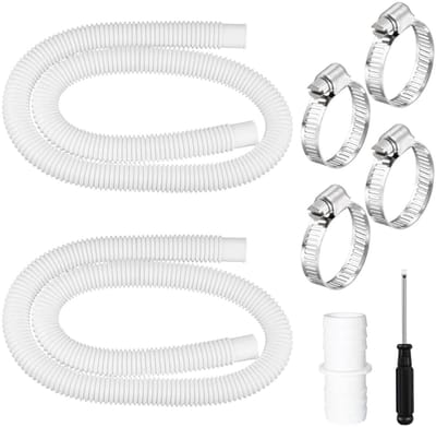 Dailygoods- Zwembadslang 32 mm - 2 Stuks 150 cm - Slang voor Zwembadpomp - Slangverbinder - Beveiligingsclips - Geschikt voor Filterpomp - Poolslang