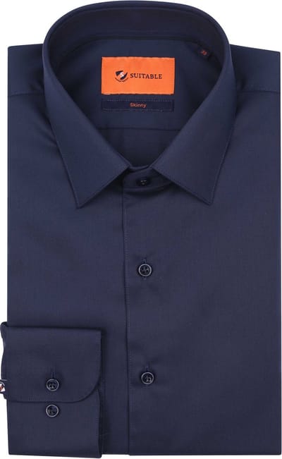 Suitable Twill Overhemd Donkerblauw (navy) - Maat 39 - Heren - Overhemden Formeel