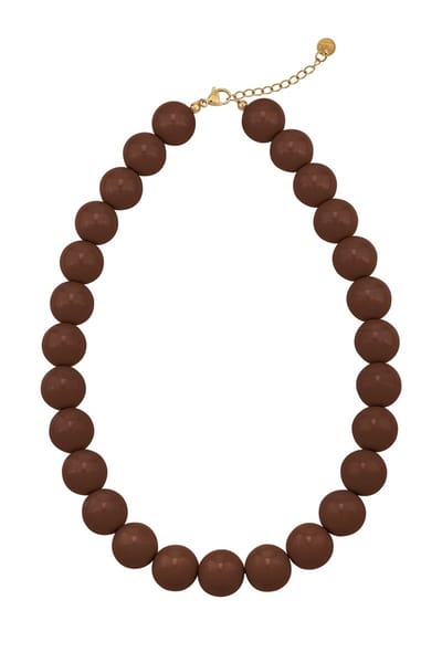 Yehwang - Bruine Kralenketting met gouden sluiting - 15 mm kralen - Bruin