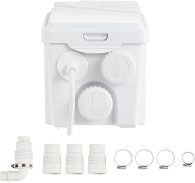 Verpulveringspomp, 350 W, 6000 l/u doorstroming, 7 m opvoerhoogte, Afvalwater-dompelpomp, 3 waterinlaten voor kelder, Keukengootsteen, Douche, Badkuip, was, afvalwaterafvoer, Vaatwasser