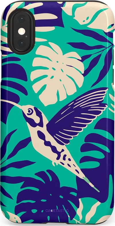 Casetastic Hoesje Geschikt voor Apple iPhone X/Xs - Stijlvolle Beschermende Duo-layer Case - Paradijs Kolibrie