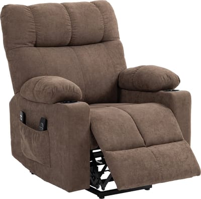 Sta op stoel elektrisch - Relaxfauteuil - Zetel - Stof - 1 persoons - Met armleuning - Zeer comfortabel - Elektrisch - Bruin