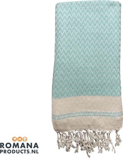 Romana Products Waves Hamamdoek - Baddoek - Strandlaken - Saunalaken - 100cm x 180cm - Mint-Ijsblauw