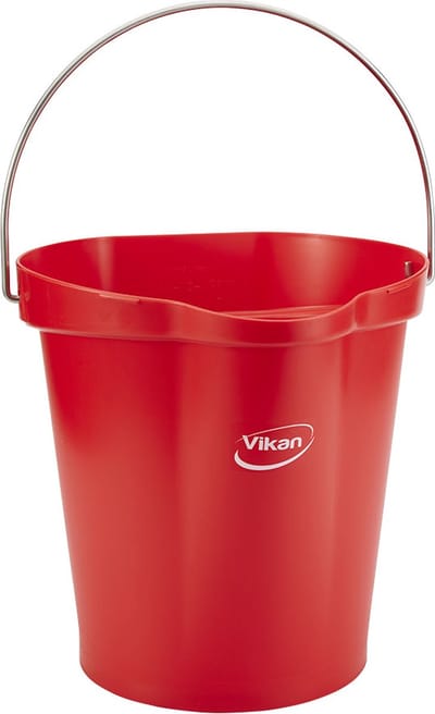 Vikan Emmer 56864 - 12 Liter - Rood - Stevige Emmer - Chemicaliën bestendig - Maximaal 100°C - Geschikt voor Voedselverwerking en Schoonmaakwerkzaamheden