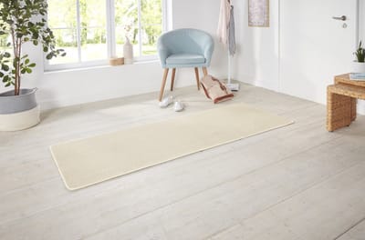 Flycarpets Loper Laagpolig Effen Uni Vloerkleed - Nasty - Creme 80x150 cm