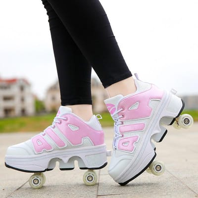 Kinderen Tieners Jongens en Meisjes Shapeshifting Schoenen Vier Wielen Dubbel Doel Rolschaatsen Dubbele Rij Runaway Schoenen Rolschaatsen 34