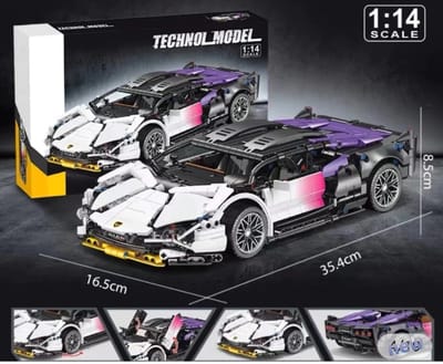 TechnolModel - Lanborgini - Auto - Bouwstenen auto - Techniek - Elektronisch bouwstenen auto - DIY toy - Modelspeelgoed - Cadeau - Unisex - High tech auto model - Sportwagen - Automodelbouwset -