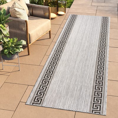 Tapiso Melissa Loper Laagpolig Lichtgrijs Vloerkleed Indoor Outdoor Maat- 100x100