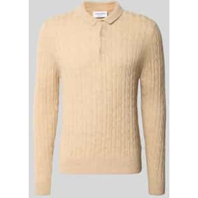 Gebreide pullover van linnenmix met polokraag