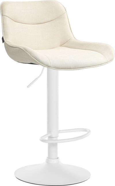 CLP Vonore Barkruk - Met rugleuning - Met voetensteun - Verstelbaar - Metalen frame - Stof - wit/creme